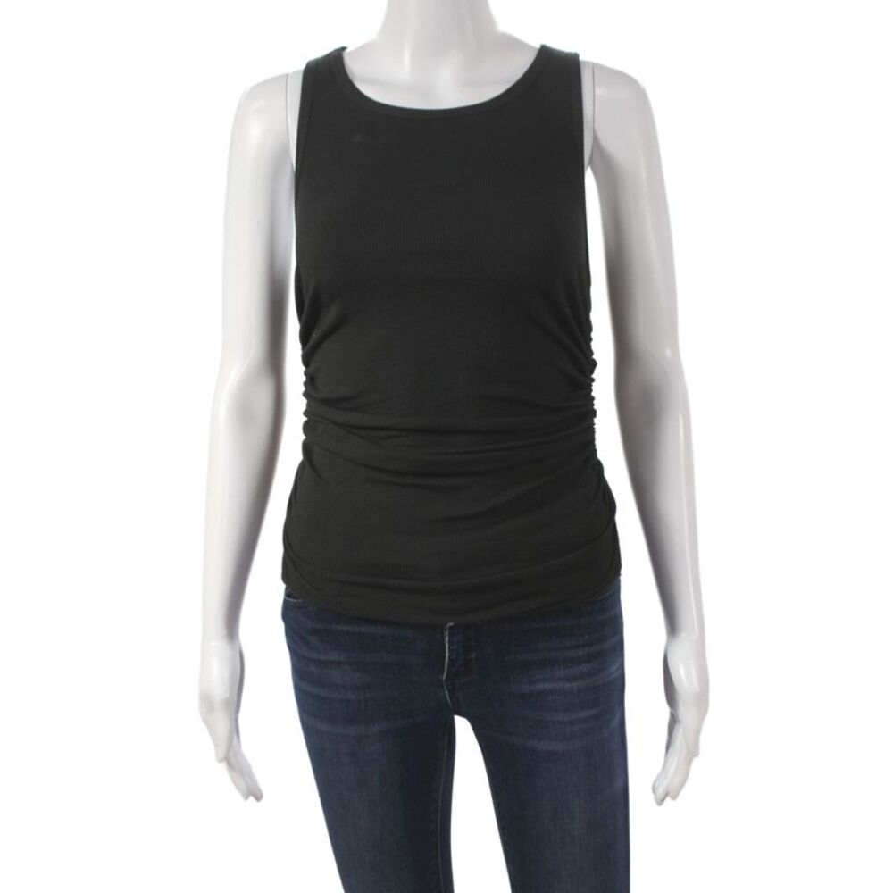 Selvi Women Basic Black Sleeveless Tank Round Neck Cotton Pullover Size S